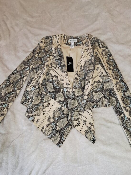 Joseph Ribkoff Snakeskin Print Open Front Cardigan Light Drape Jacket Sz 10 NEW - Picture 12 of 14